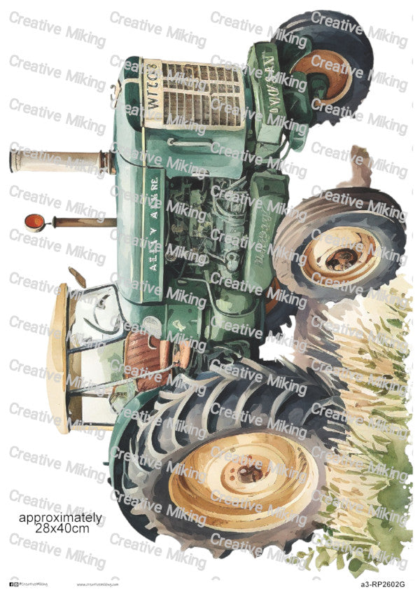 Vintage Farm Tractor Decoupage Rice Paper | RP2602g