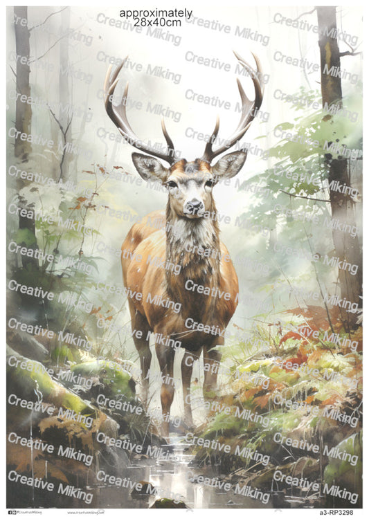 Stag in Forest Decoupage Paper | RP3298