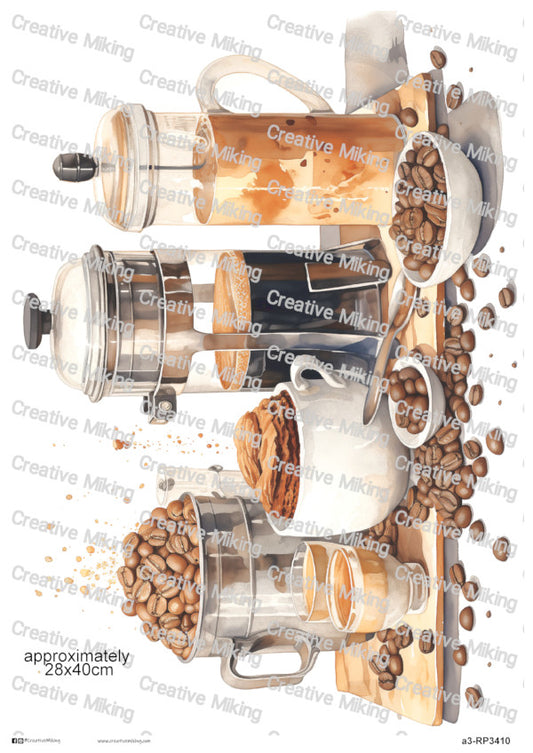 Coffee French Press Decoupage Paper | RP3410