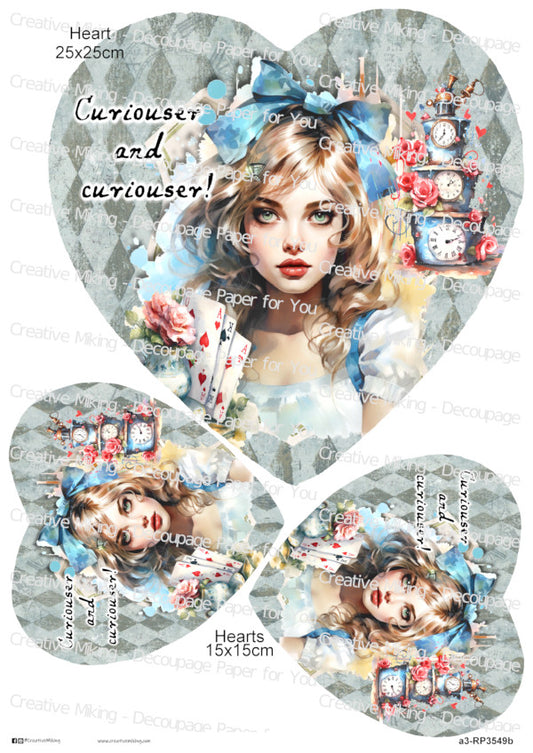Wonderland Girl Quote Decoupage Paper – “Curioser and Curioser!” | RP3549b