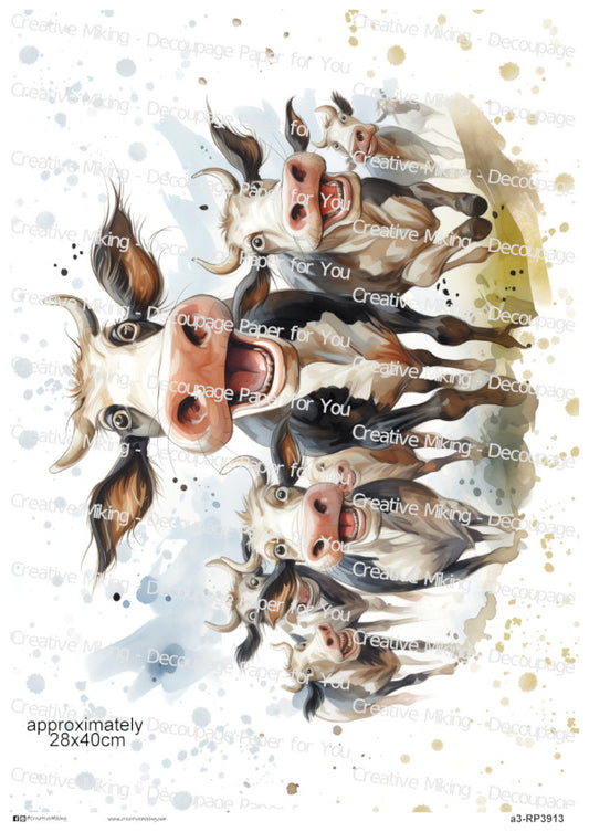 Funny Cow Family Decoupage Paper | RP3913