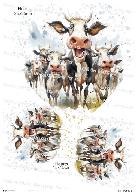 Funny Cow Family Decoupage Paper | RP3913b