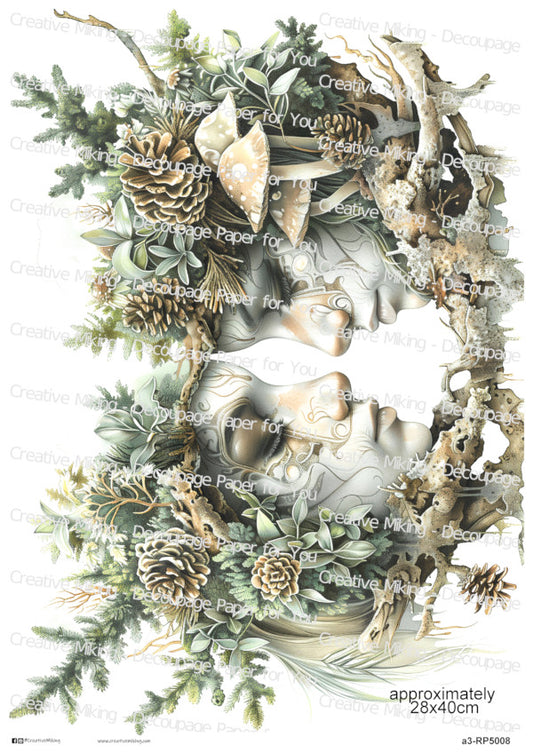 Souls Of The Forest – Abstract Woodland Faces Decoupage Paper | RP5008
