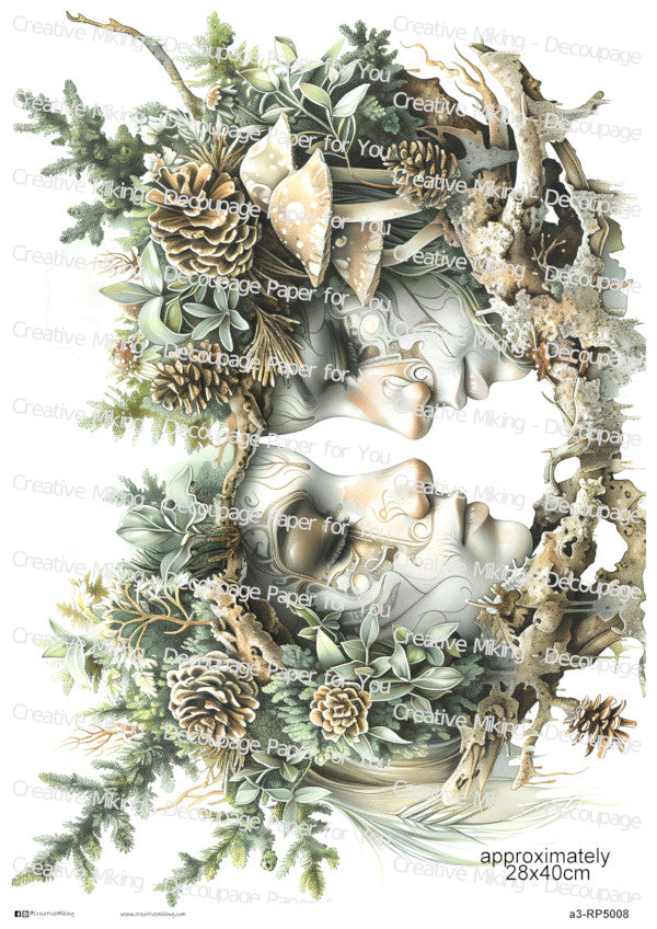 Souls Of The Forest – Abstract Woodland Faces Decoupage Paper | RP5008