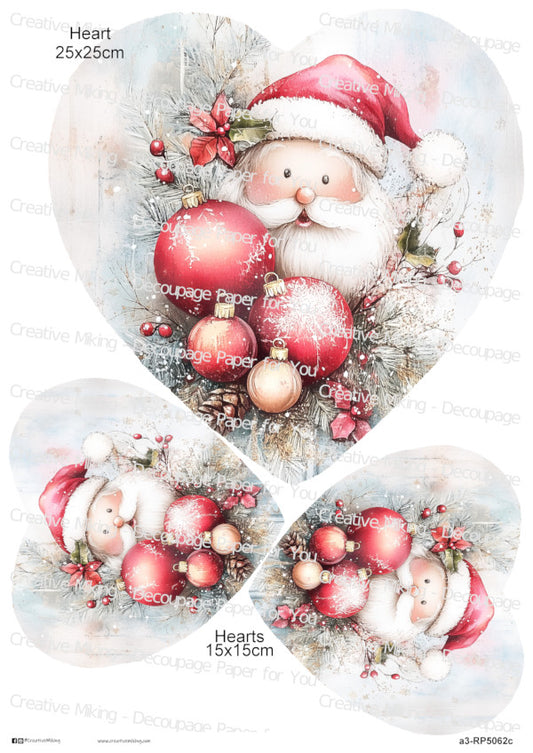 Santa With Christmas Ornaments Decoupage Paper | RP5062c