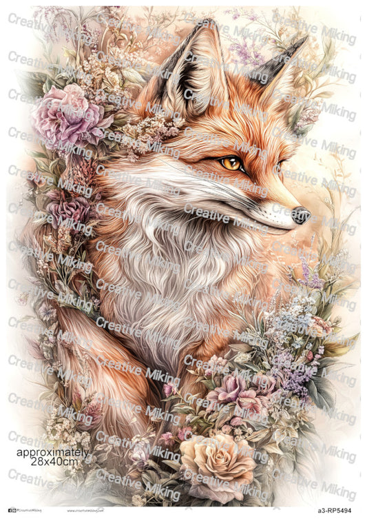 Fox Among Flowers Decoupage Paper | RP5494