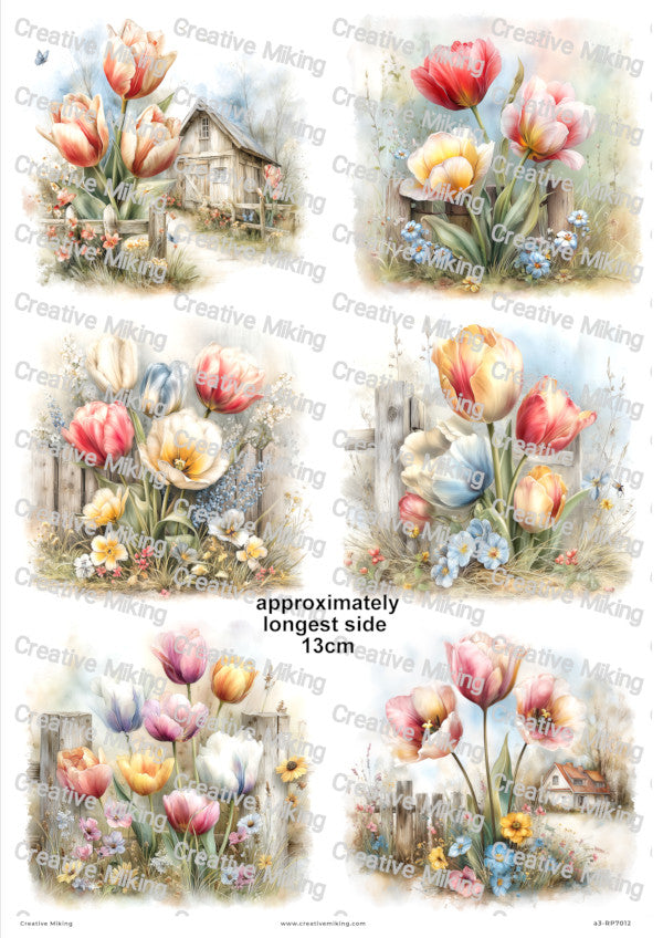 Tulip Flowers Decoupage Paper | RP7012