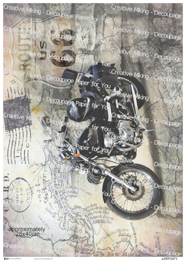 Motorcycle Vintage Decoupage Paper | RP2471