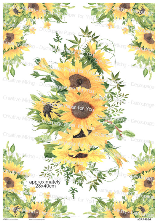 Sunflower Floral Background Decoupage Paper | RP492d