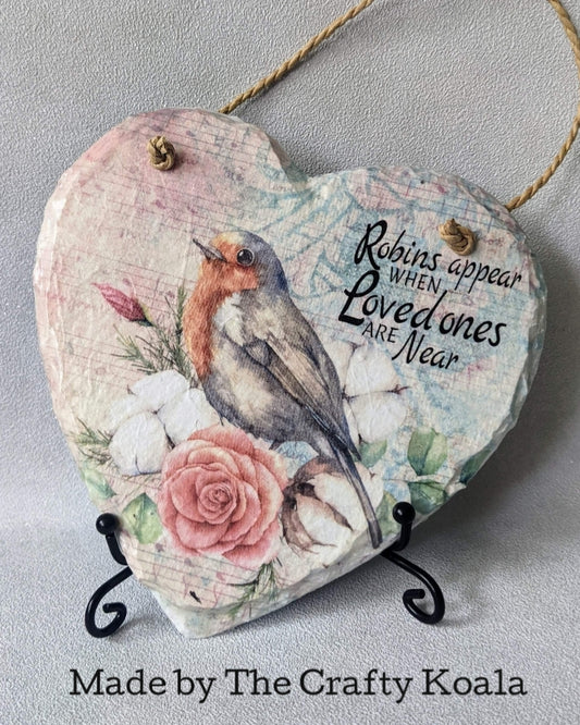 Robin Bird Among Roses And Cotton Flowers Memorial Decoupage Paper | RP1216