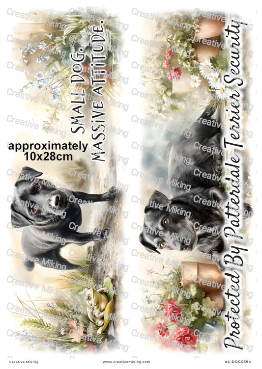 Patterdale Terrier Dog Funny Decoupage Rice Paper | DOG059a