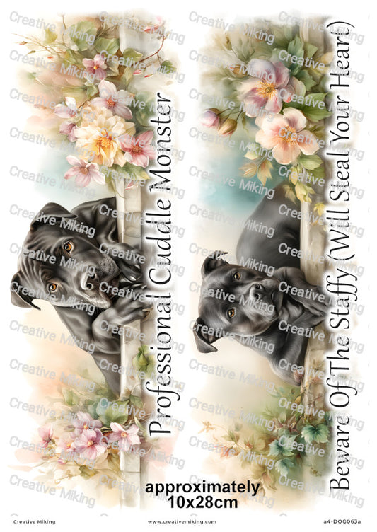 Staffordshire Bull Terrier Dog Funny Decoupage Rice Paper | DOG063a