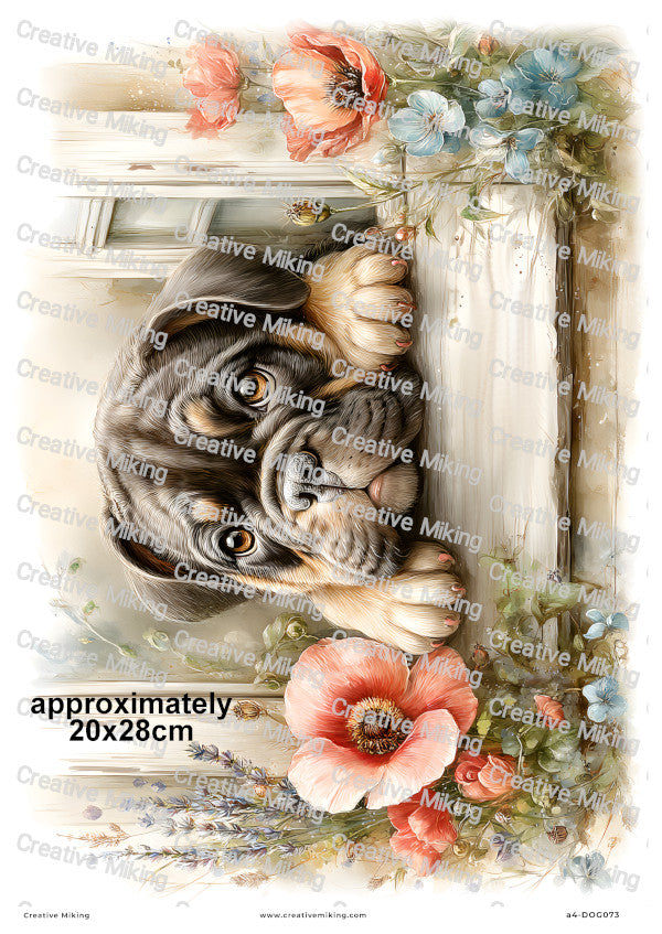 English Bulldog Dog Decoupage Rice Paper | DOG073