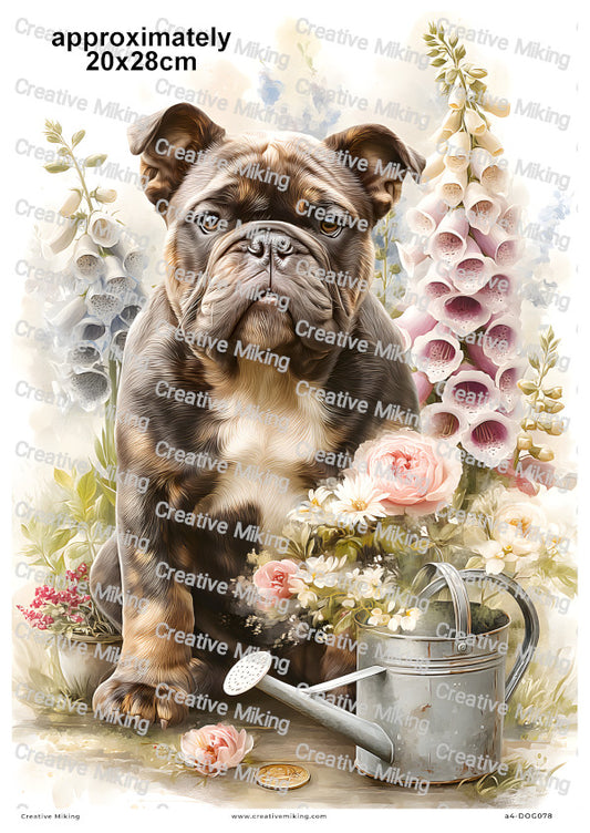 English Bulldog Dog Decoupage Rice Paper | DOG078