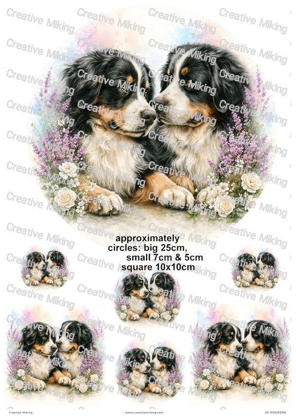 Bernese Mountain Dog Decoupage Rice Paper | DOG098b