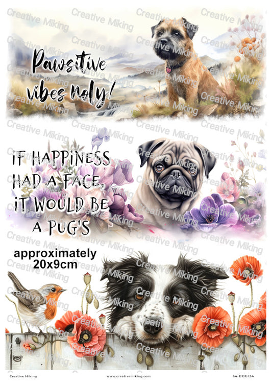 Dogs Funny Decoupage Rice Paper | DOG134