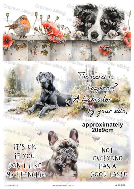 Dogs Funny Decoupage Rice Paper | DOG135