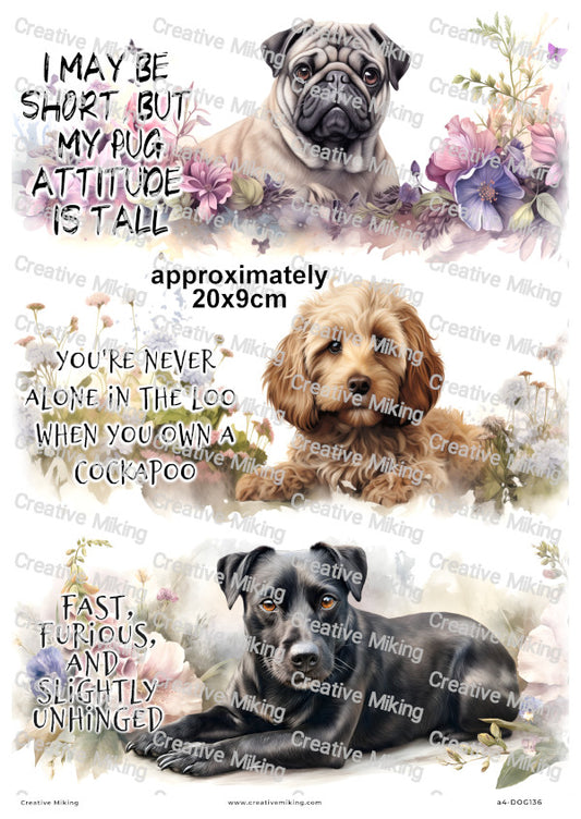 Dogs Funny Decoupage Rice Paper | DOG136