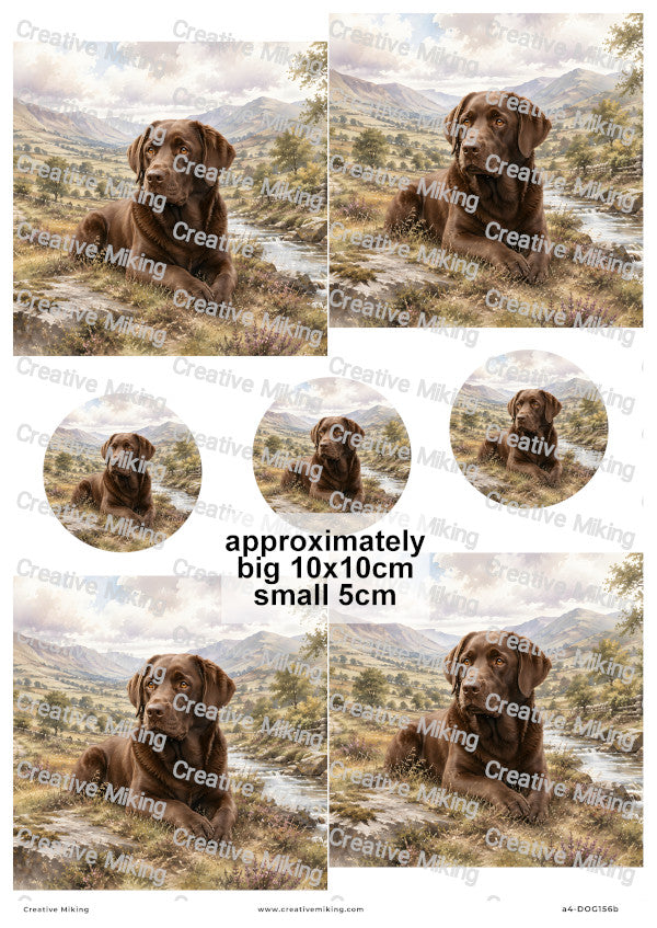 Chocolate Labrador Dog Decoupage Rice Paper | DOG156b