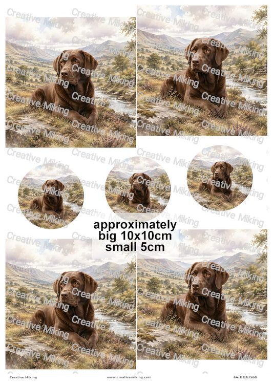 Chocolate Labrador Dog Decoupage Rice Paper | DOG156b