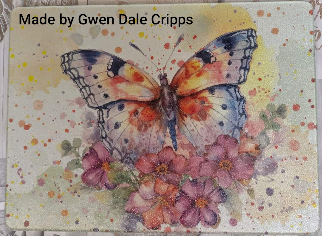 Butterfly among Flowers Watercolor Splashes Decoupage Rice Paper | RP2771e