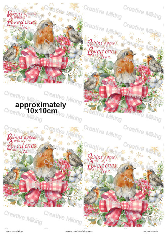 Robins Christmas Decoupage Rice Paper | RP2043b