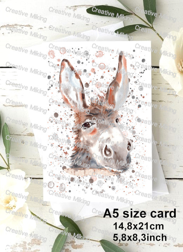 Donkey Watercolor Splashes Decoupage Rice Paper | RP2163d