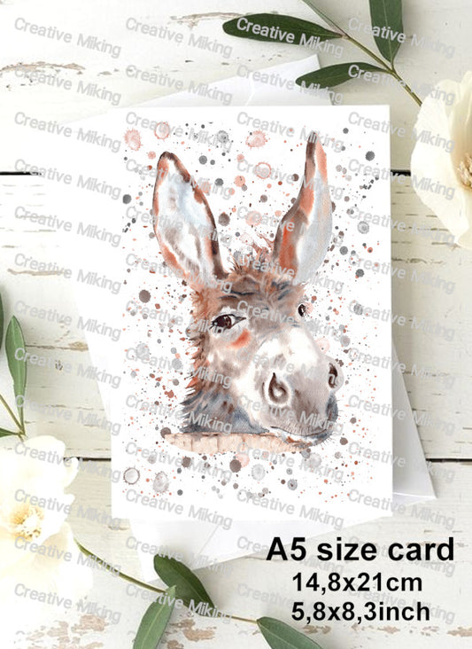 Donkey Watercolor Splashes Decoupage Rice Paper | RP2163d