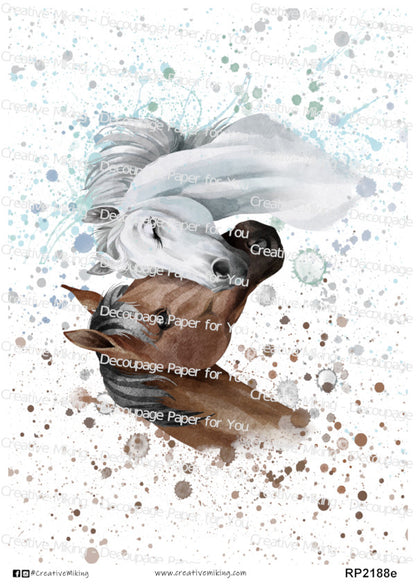 Horses Watercolor Splash Decoupage Paper | RP2188e