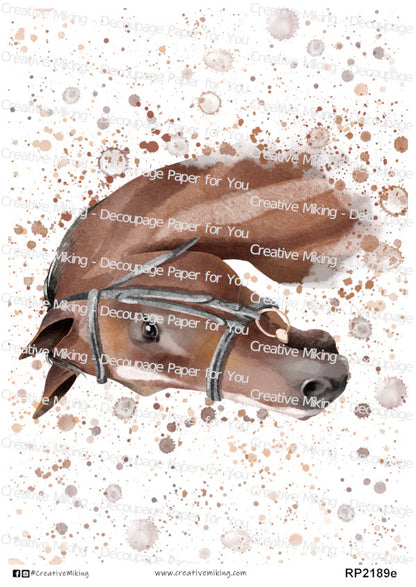 Horse Watercolor Splash Decoupage Paper | RP2189e