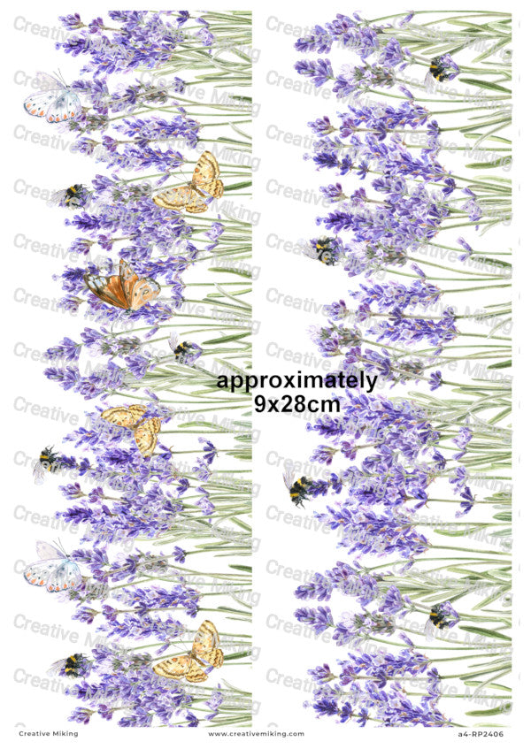 Lavender Botanical Border Decoupage Paper | RP2406