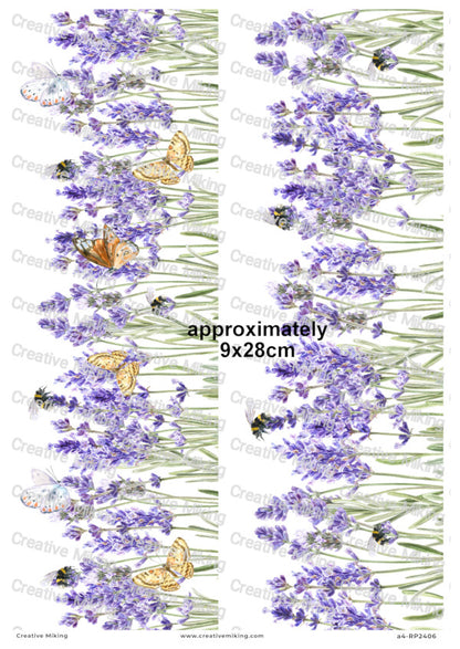 Lavender Botanical Border Decoupage Paper | RP2406