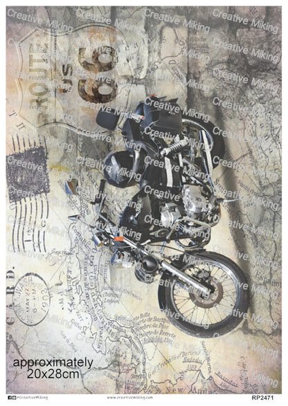 Motorcycle Vintage Decoupage Paper | RP2471