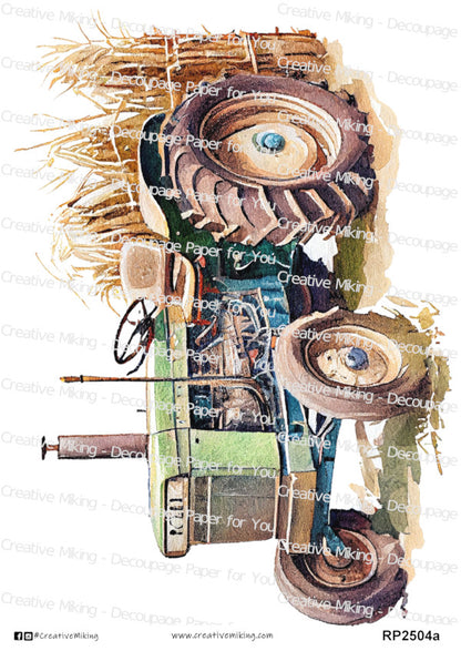 Tractor Vintage Decoupage Paper | RP2504a