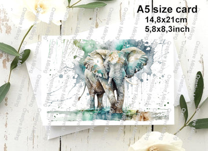 Elephant Watercolor Splash Decoupage Rice Paper | RP2537d