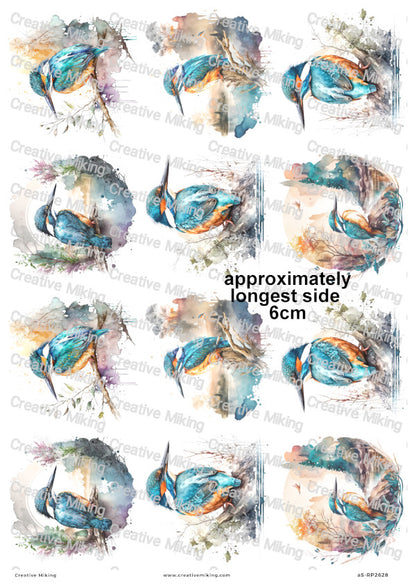 Kingfisher Bird Decoupage Rice Paper | RP2628