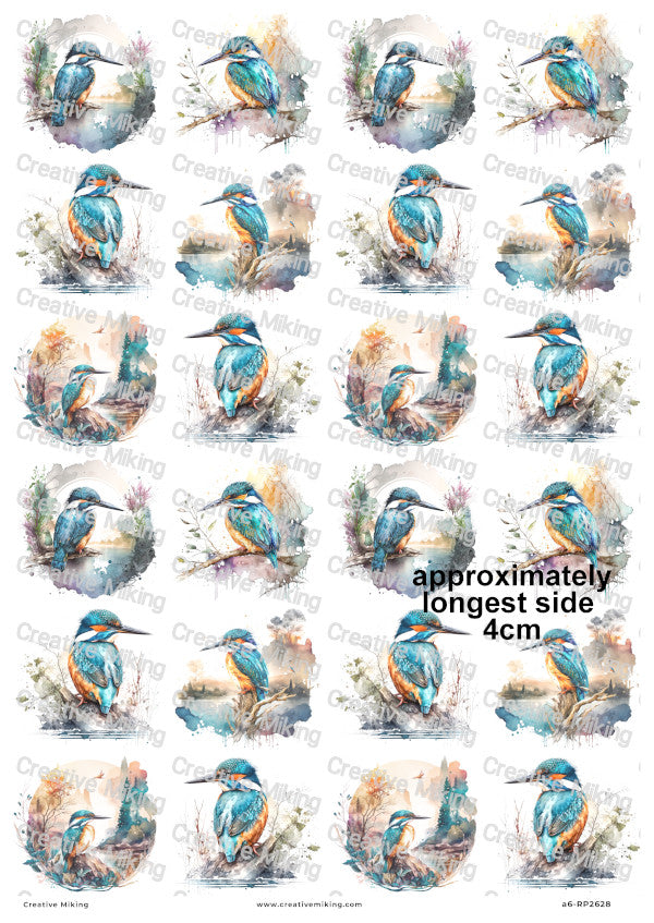 Kingfisher Bird Decoupage Rice Paper | RP2628
