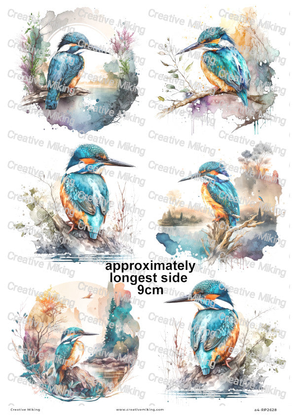 Kingfisher Bird Decoupage Rice Paper | RP2628