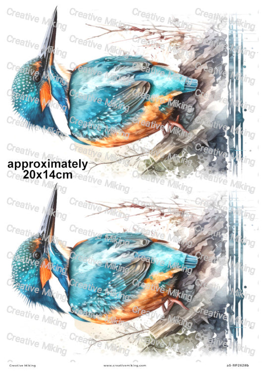 Kingfisher Bird Decoupage Rice Paper | RP2628b