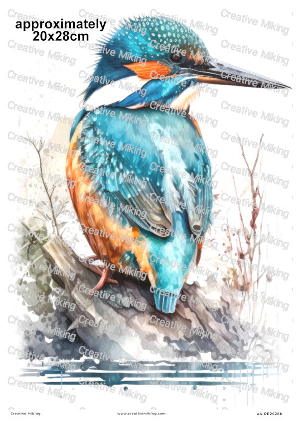 Kingfisher Bird Decoupage Rice Paper | RP2628b