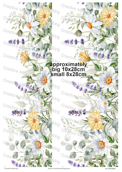 Daisy And Lavender Floral Border Decoupage Paper | RP2663