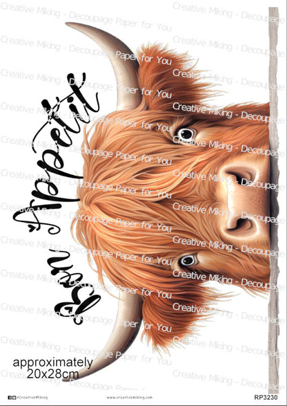 Highland Cow Decoupage Rice Paper | RP3230