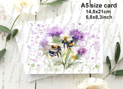 RP3268c - Bumblebees and Thistle