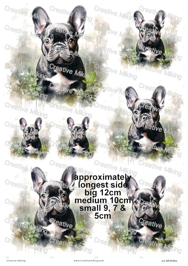 French Bulldog Dog Decoupage Rice Paper | RP3296a