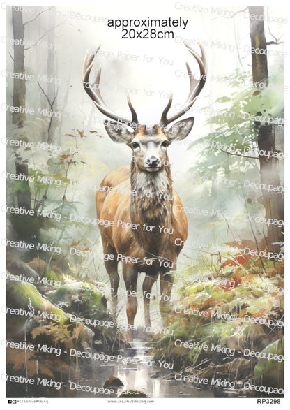Stag in Forest Decoupage Paper | RP3298