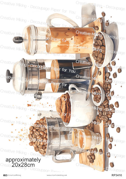 Coffee French Press Decoupage Paper | RP3410