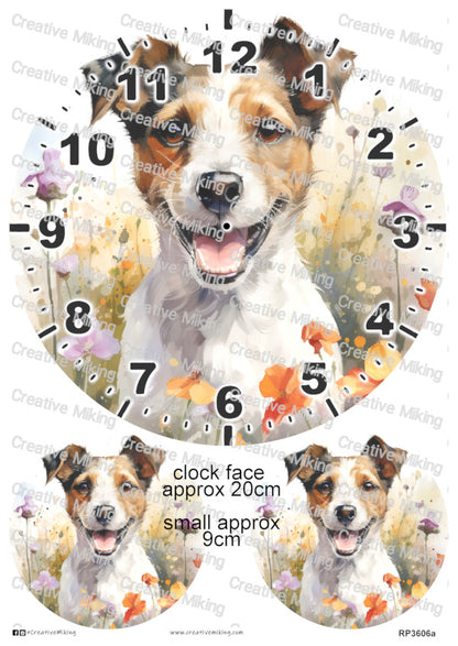 Jack Russell Dog Clock Face Decoupage Rice Paper | RP3606a
