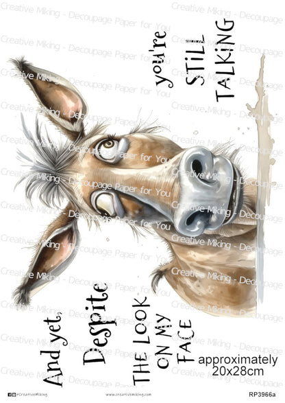 Donkey Funny Decoupage Paper | RP3966a