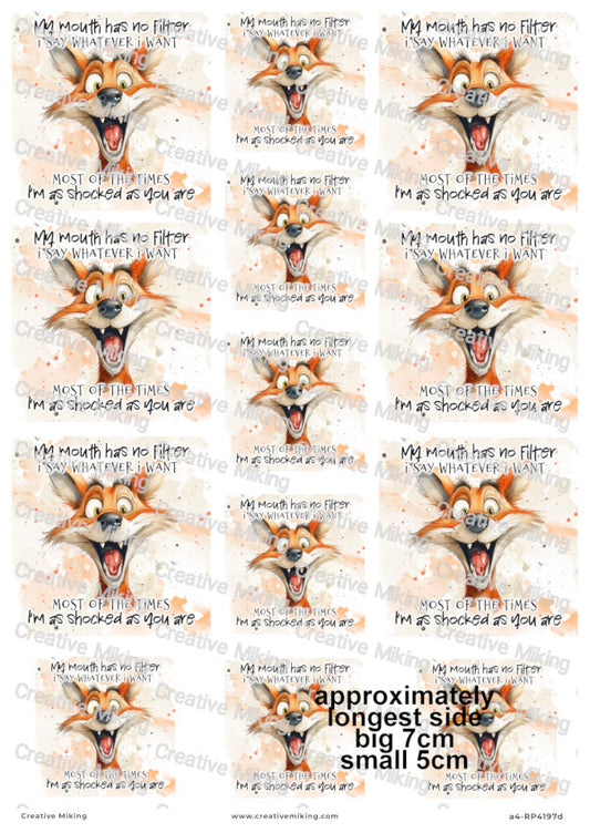Fox Funny Decoupage Paper | RP4197d