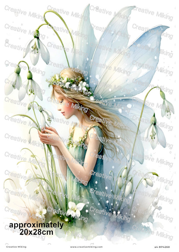 Fairy Among Snowdrops Decoupage Rice Paper | RP4260